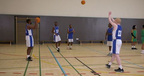 Basketball Practice Session with Enthusiastic Team of Athletes