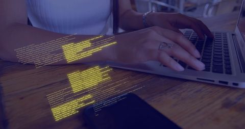 Woman Collaborating with Digital Framework Shows Data Visualization