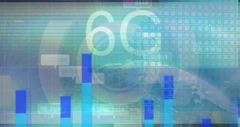 Futuristic Digital Interface with Data Processing and 6G Technology