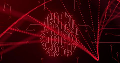 Digital Interface Concept with Data Lines and Brain Circuit - Download Free Stock Images Pikwizard.com