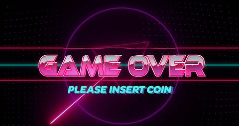 Retro Game Over Insert Coin Neon Signage - Download Free Stock Images Pikwizard.com