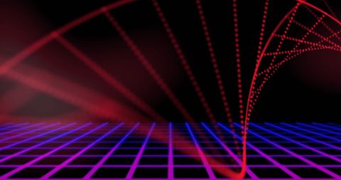 Futuristic DNA Strand over Digital Grid Background - Download Free Stock Images Pikwizard.com