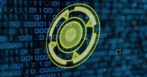 Futuristic Yellow Data Interface Over Binary Code - Download Free Stock Images Pikwizard.com