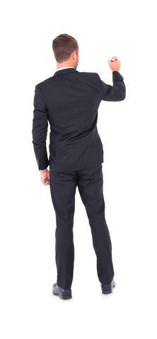 Transparent Businessman Writing with Chalk Holding Red Marker