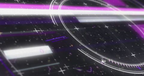 Futuristic glowing digital interface with spinning scope