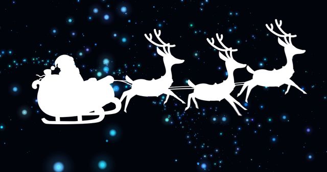 Silhouette of Santa's Sleigh with Reindeer Against Night Sky - Download Free Stock Images Pikwizard.com