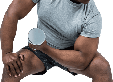 African american man lifting dumbbell transparent background fitness