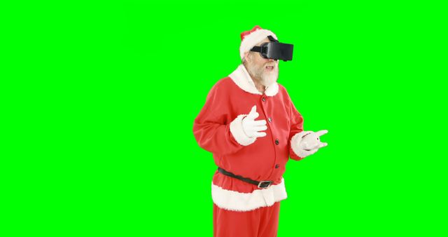 Santa Claus Using Virtual Reality Headset on Green Screen - Download Free Stock Images Pikwizard.com