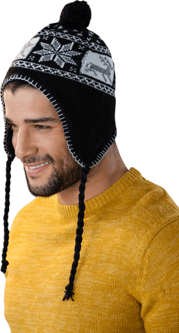 smiling man in knit hat wearing yellow sweater on transparent background - Download Free Stock Videos Pikwizard.com