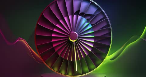 Mesmerizing Colorful Turbine Wheel Rotation with Neon Lights
