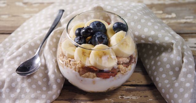 Healthy Greek Yogurt Parfait with Banana and Blueberries - Download Free Stock Images Pikwizard.com