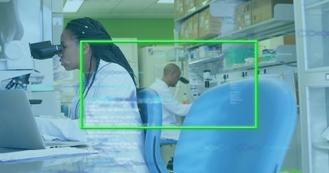 Innovative african american scientists working in modern laboratory