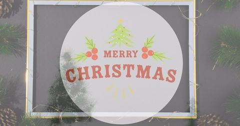 Merry Christmas Card with Festive Holiday Decor Elements