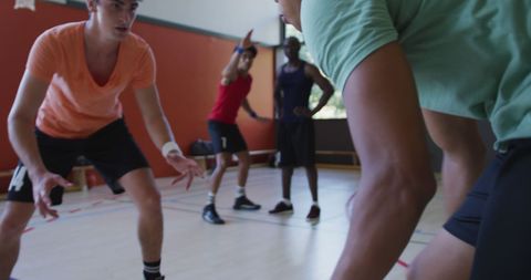 Close-Up Action: Intense Basketball Practice on Indoor Court - Download Free Stock Images Pikwizard.com