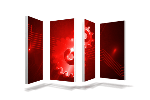 Abstract binary screens with complex gears design on transparent background