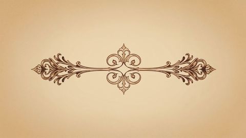 Ornate symmetrical flourish on warm parchment background
