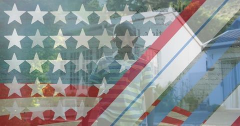 Abstract usa flag overlay on multicultural background