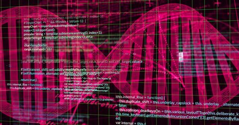 Digital DNA Strand with Data Processing Interface on Dark Background - Download Free Stock Images Pikwizard.com