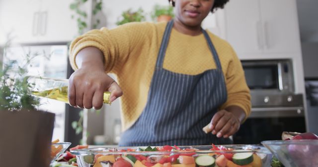 Close-up of Woman Preparing a Healthy Salad at Home Kitchen - Download Free Stock Images Pikwizard.com