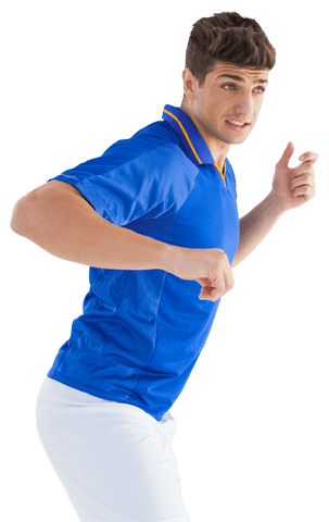 Focused Rugby Player Ready for Action on Transparent Background