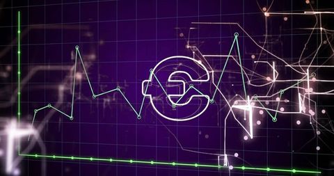 Glowing euro symbol displayed on futuristic digital graph