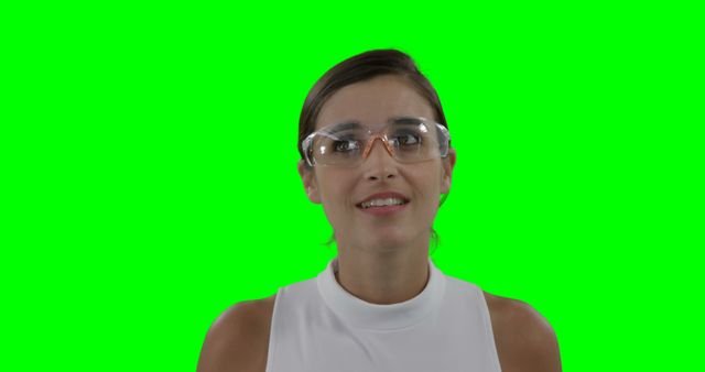 Woman in Safety Goggles with Green Background - Download Free Stock Images Pikwizard.com