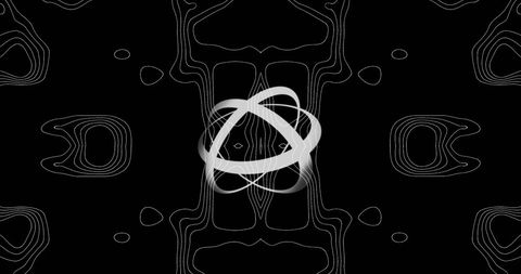 Spinning white ellipses on wavy black background