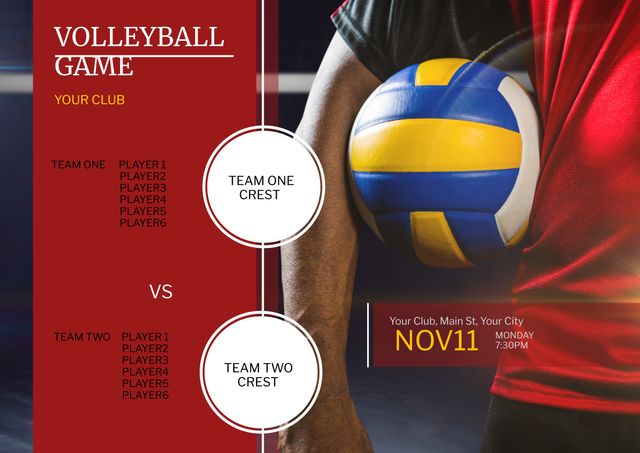 Sports Event Promotion with Volleyball Player Holding Ball - Download Free Stock Templates Pikwizard.com