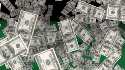 Dollar Bills Falling in Motion Creating a Financial Rain Effect
