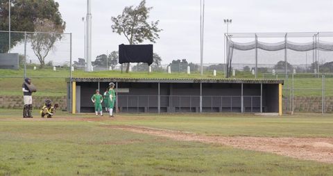 Female Baseball Players Approaching Home Plate with Umpire Nearby