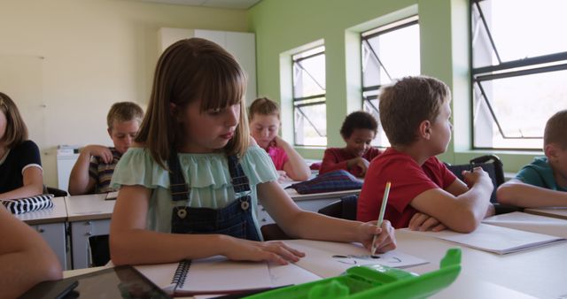 Students Writing in Classroom with Natural Light and Concentration - Download Free Stock Images Pikwizard.com