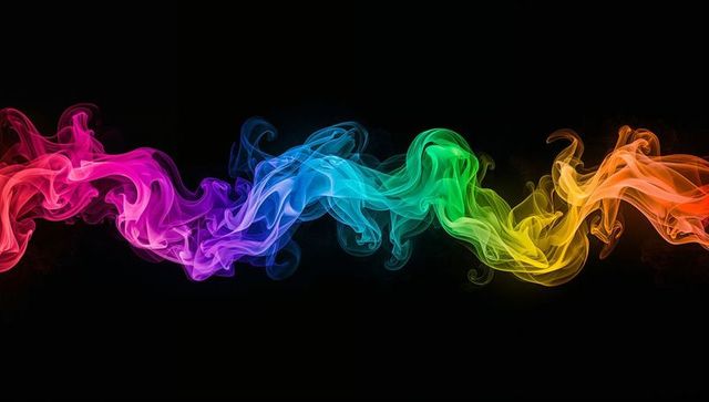 Vibrant Rainbow Smoke Wave on Dark Background