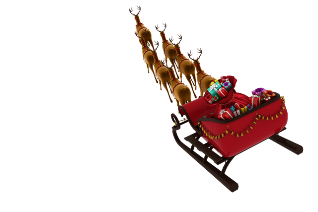 High Angle View of Transparent Reindeer Pulling Red Sleigh During Christmas - Download Free Stock Videos Pikwizard.com