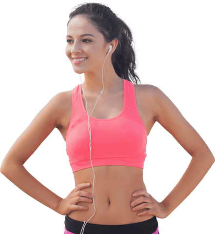 Happy Hispanic Female Athlete in Sport Outfit Transparent Background