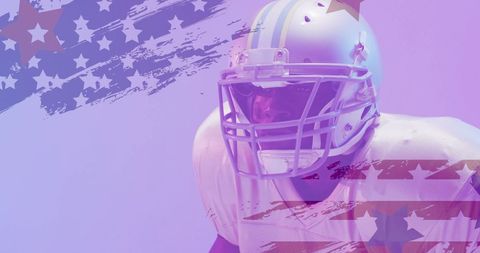 Dynamic african american football player with usa flag motif