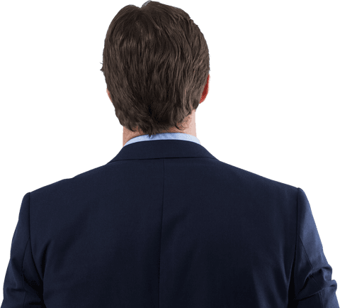 Businessman observing transparent future with virtual screen