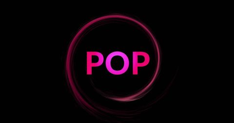 Vibrant Pink 'Pop' Text with Light Trail on Black Background