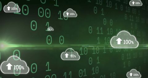 Digital Cloud Icon with Binary Code on Green Background - Download Free Stock Images Pikwizard.com