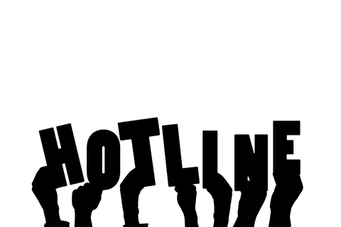 Transparent hotline communication vector hands design