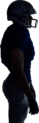 Silhouette of american football player in transparent background