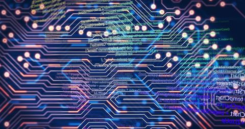 Abstract Digital Circuitry with Code Overlay - Download Free Stock Images Pikwizard.com
