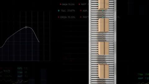 Boxes on Conveyor Belt with Data Processing Elements