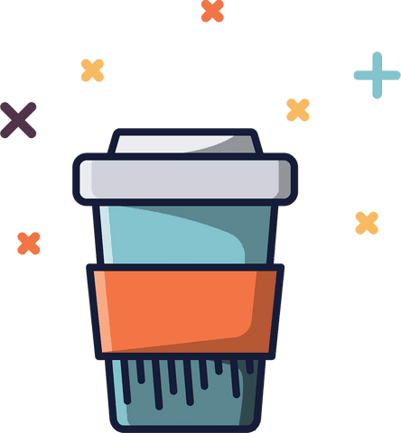 Takeaway Coffee Cup with Vibrant Crosses on Transparent Background
