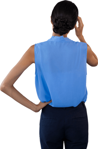 transparent view confused businesswoman in blue sleeveless blouse - Download Free Stock Videos Pikwizard.com
