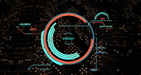 Futuristic Data Overlay with Digital Circuit Background