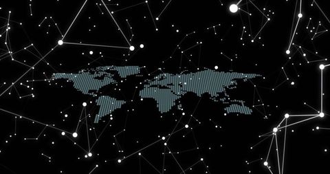 Dotted world map with network connectivity