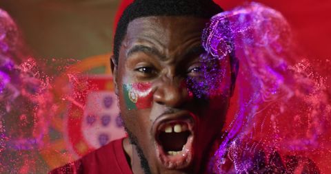 Passionate supporter represents portugal with enthusiasm