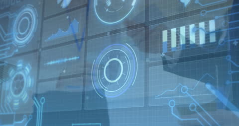 Futuristic Digital Interface Displaying Data Analytics Features