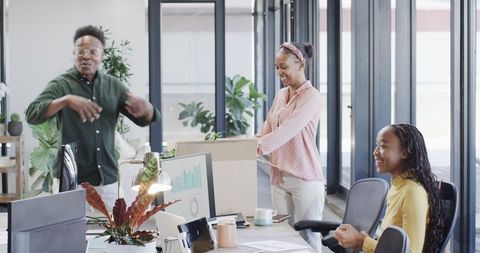 Team Collaborating in Bright Modern Office Space