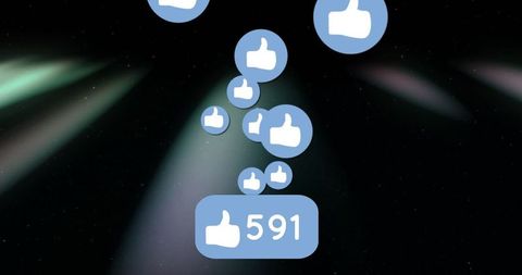 Rising Thumbs-Up Icons Showcasing Social Media Engagement